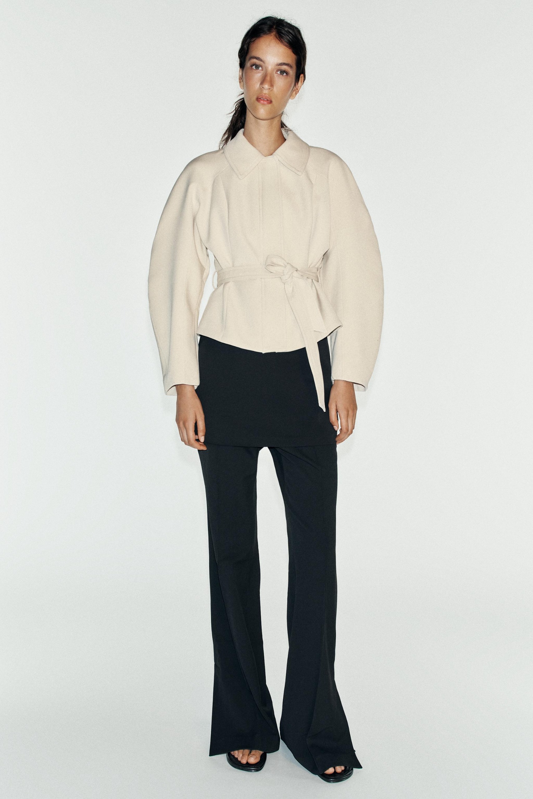 Belted Peplum Jacket - Ecru - Xs