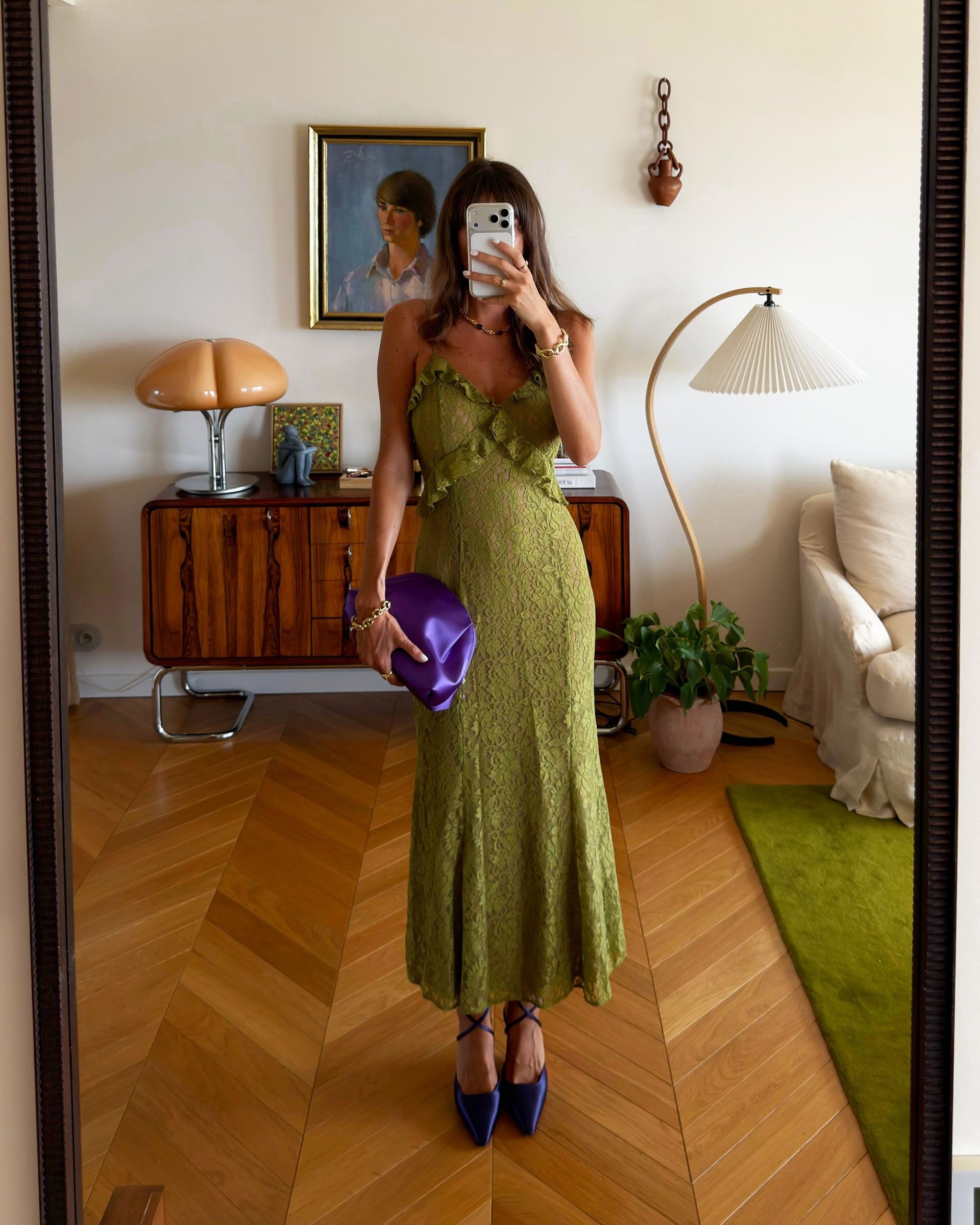 Julie Sergent Ferreri wearing purple shoes
