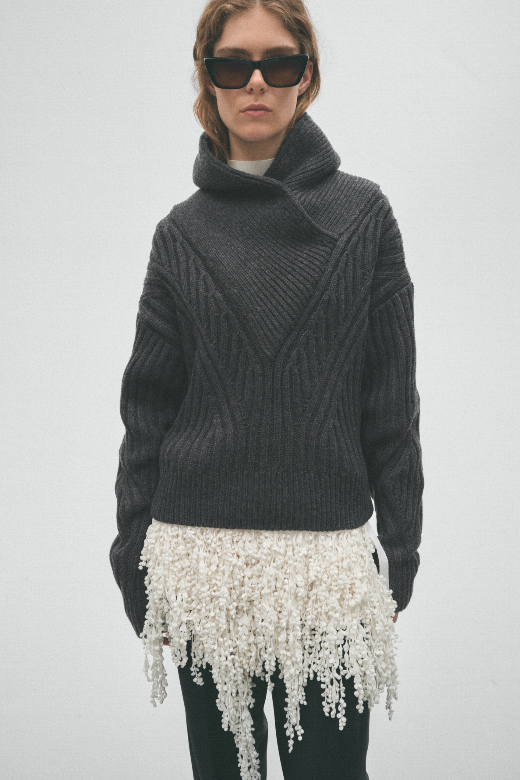 Shawl-Collar Merino Wool Jumper
