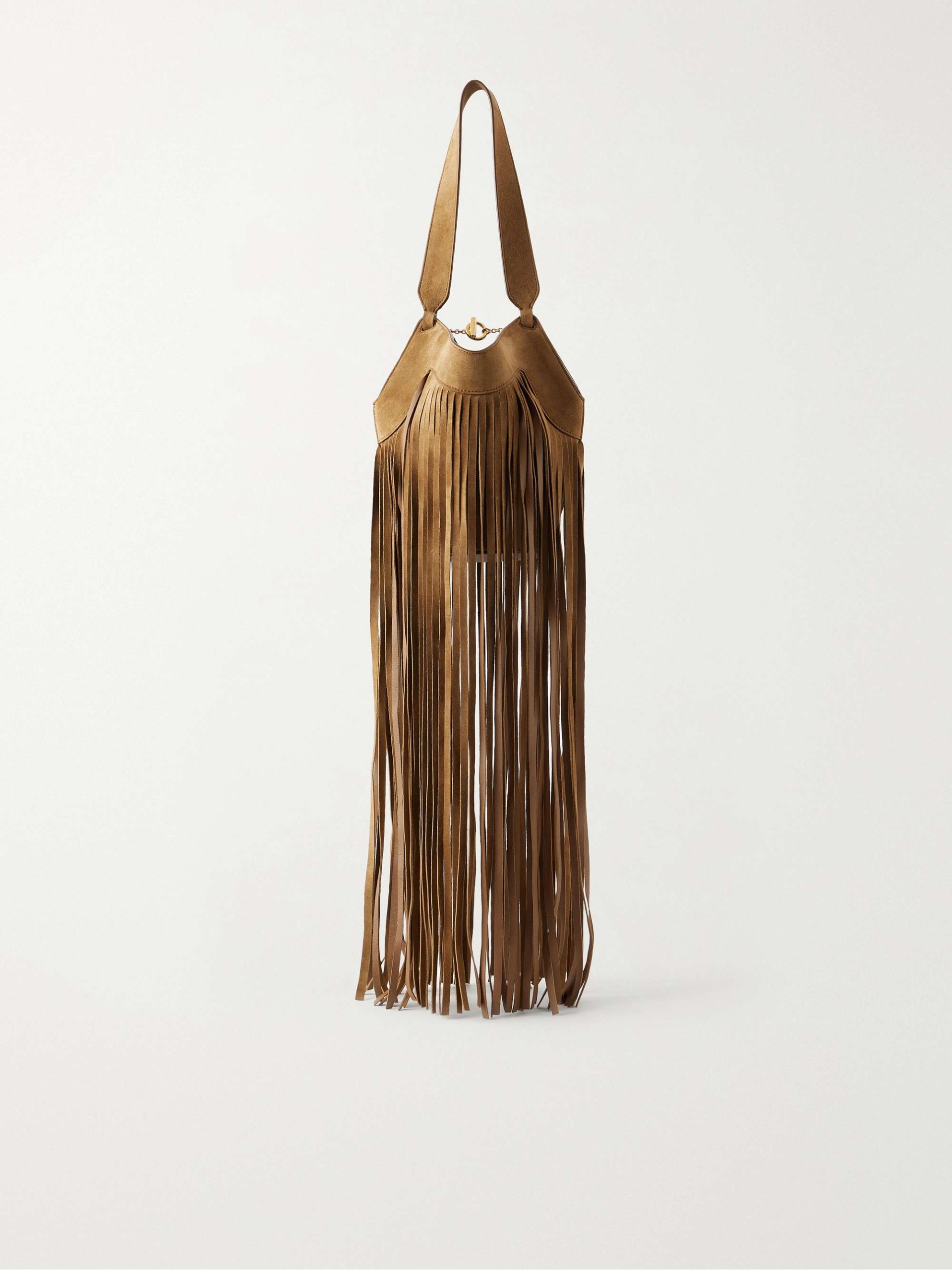 Lotus Fringed Leather Tote