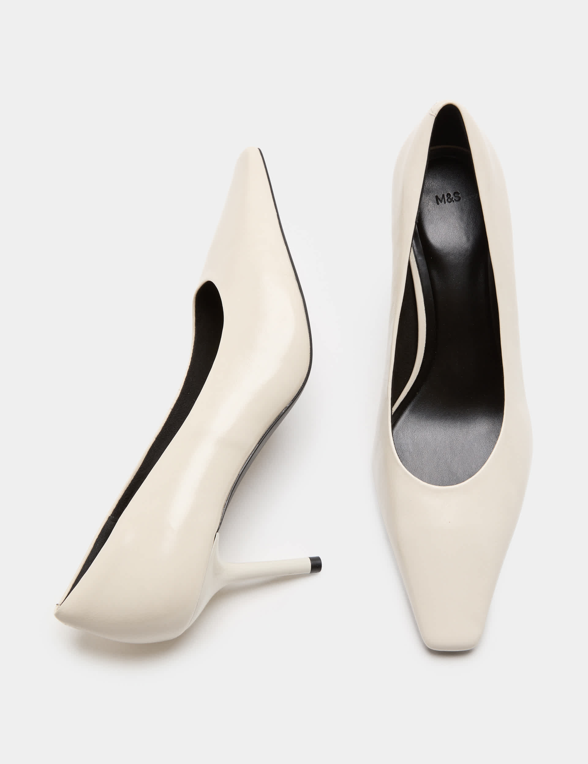 Leather Stiletto Heel Chisel Toe Court Shoes