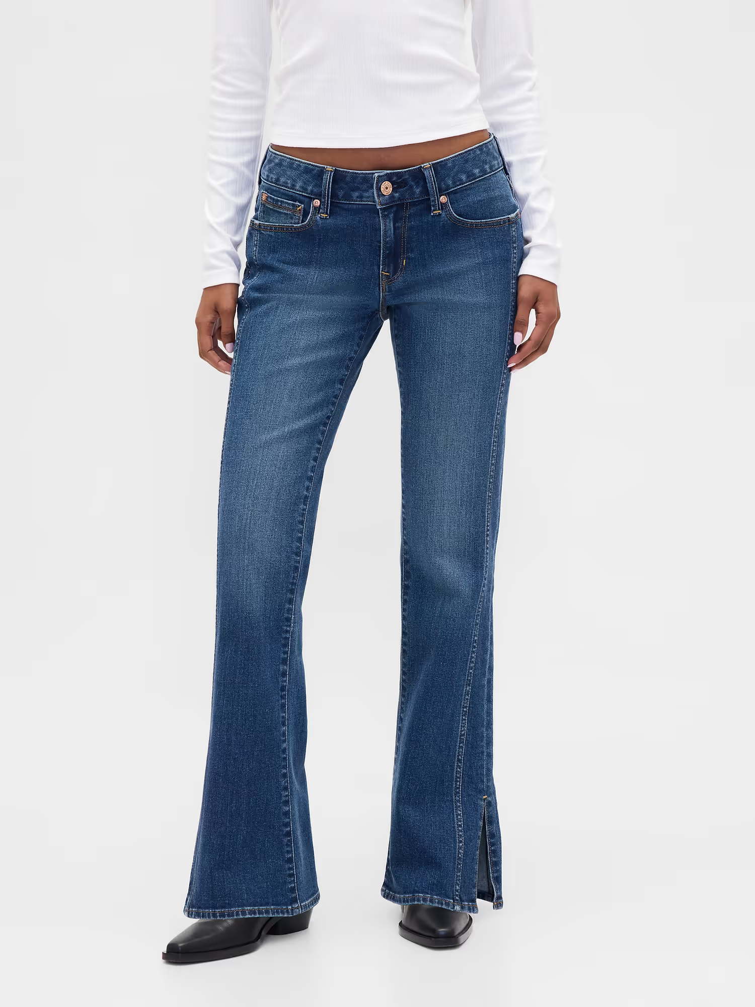 Gap, Low Rise Long & Lean Seamed Split-Hem Jeans