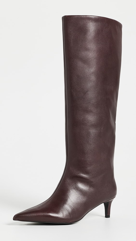 Kiki Kitten Heel Leather Boots - Mahogany Leather