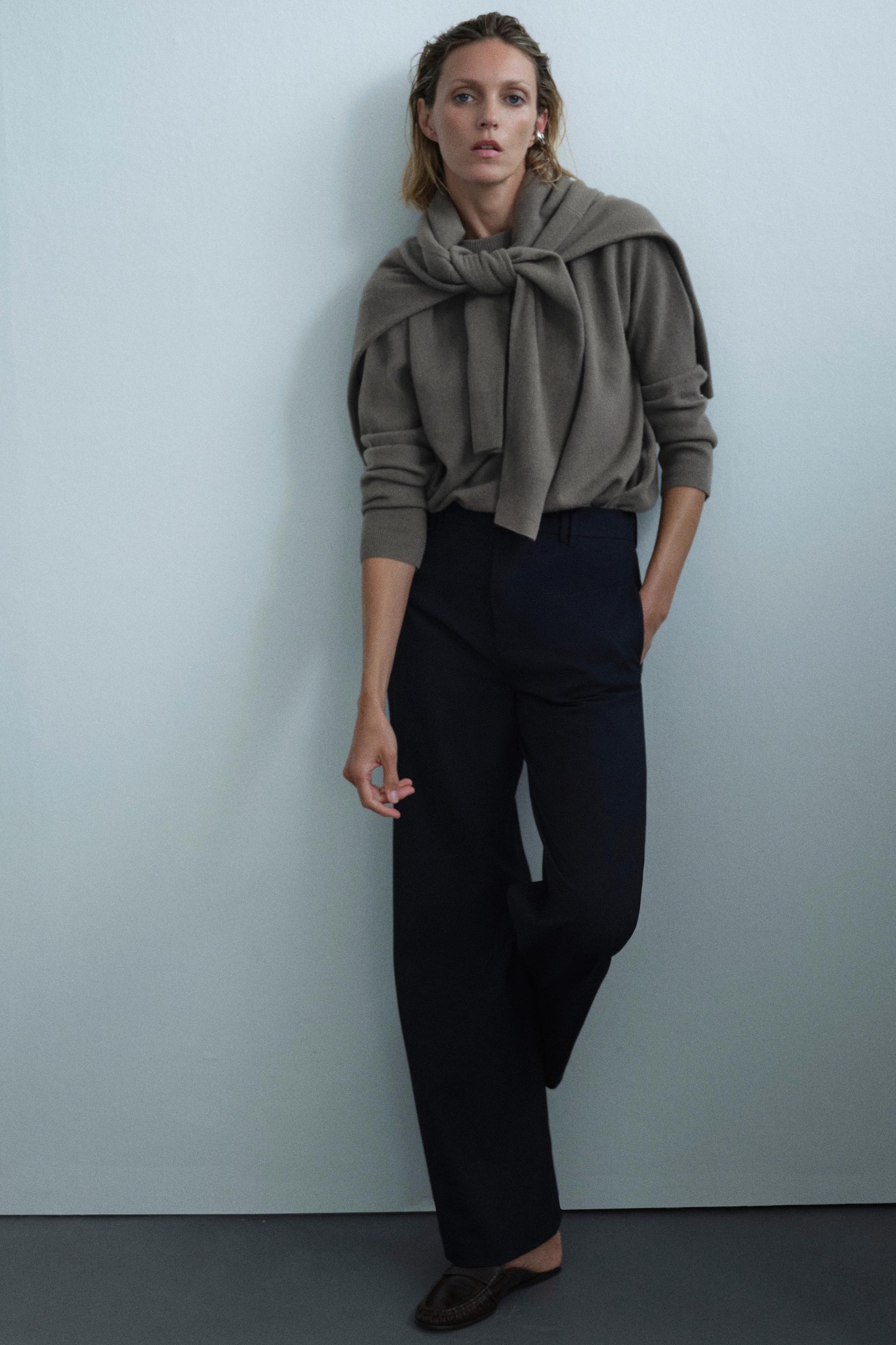 100% Wool Oversize Jumper - Taupe Grey - S