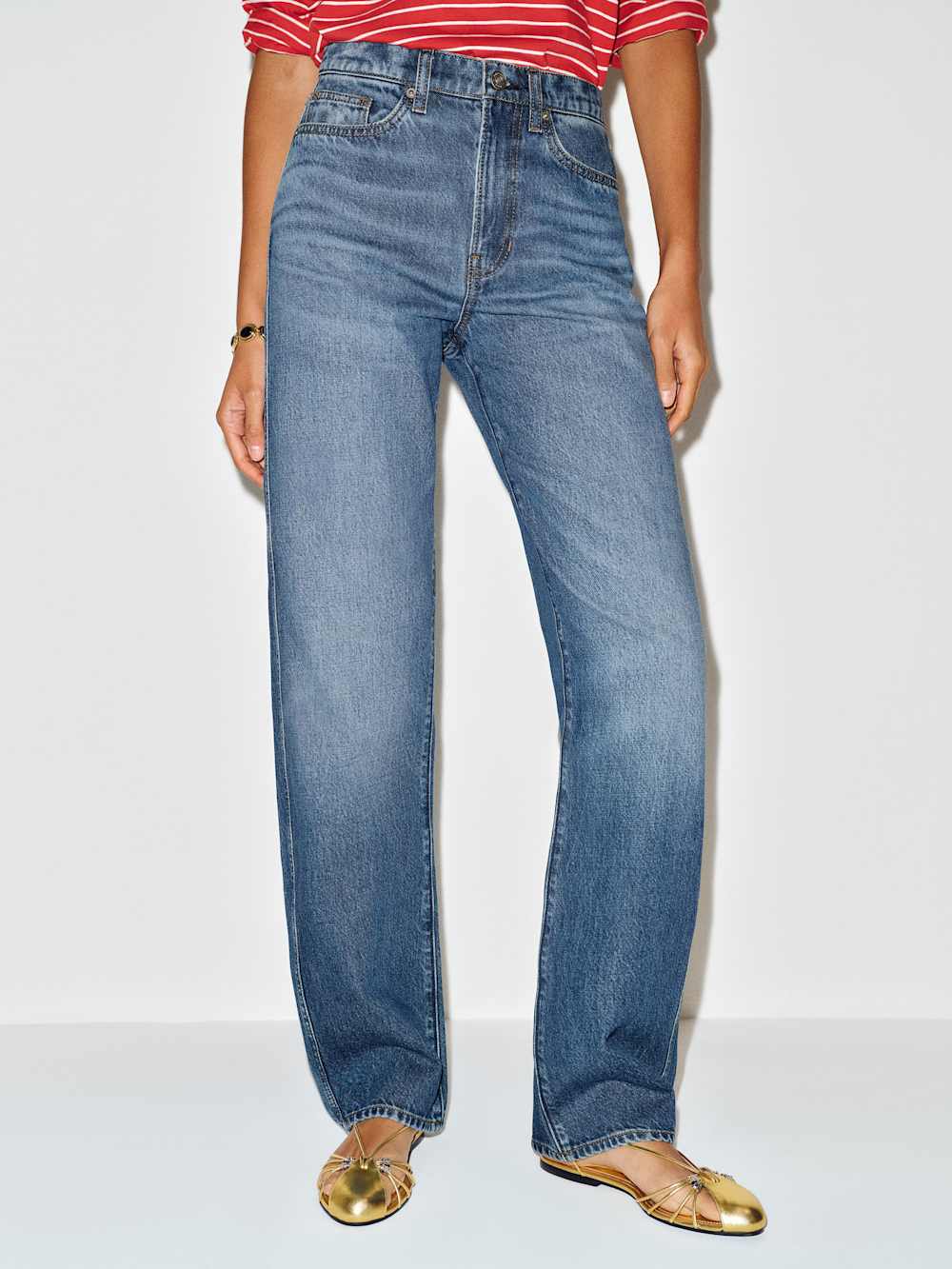 Gina High Rise Bow Leg Jeans