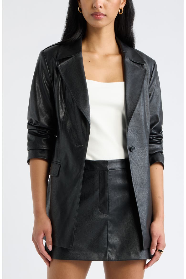 Faux Leather Fitted Blazer