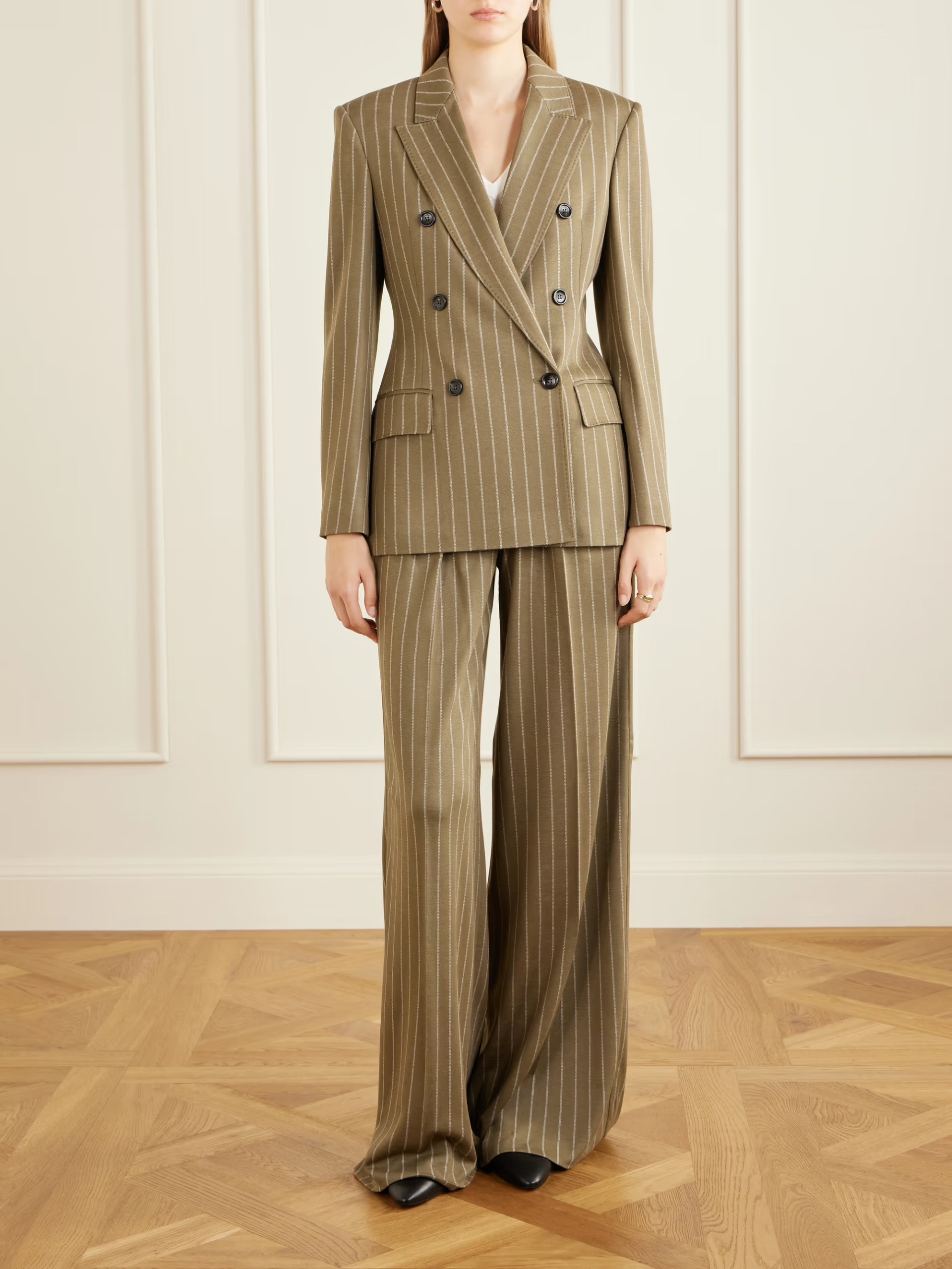 MAX MARA, Balta double-breasted striped jersey blazer