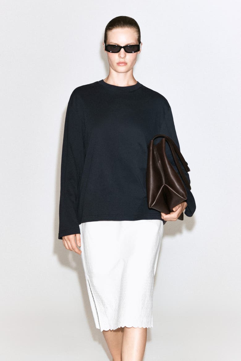 Brushed-Cotton Long-Sleeved T-Shirt