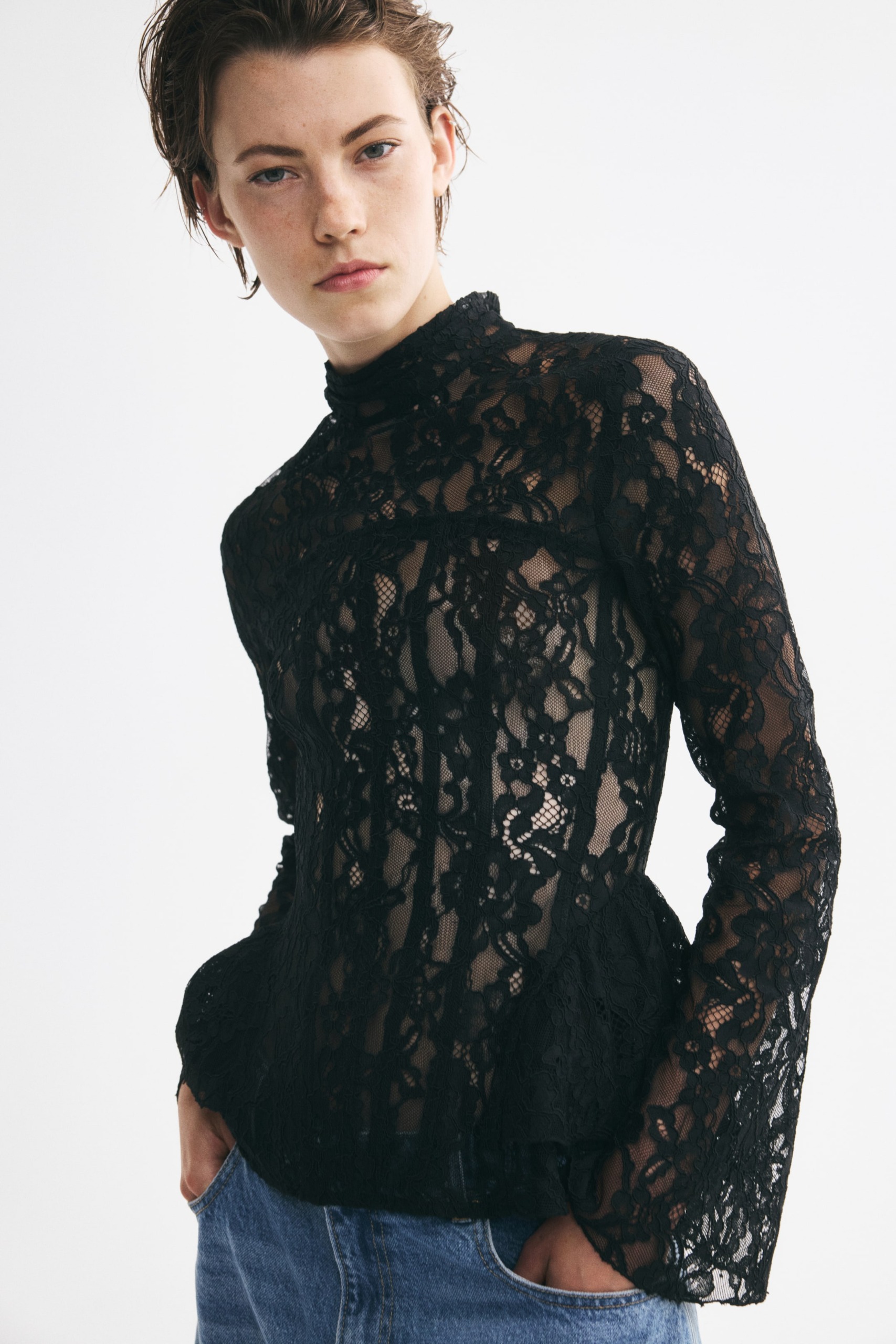 Lace Peplum Top