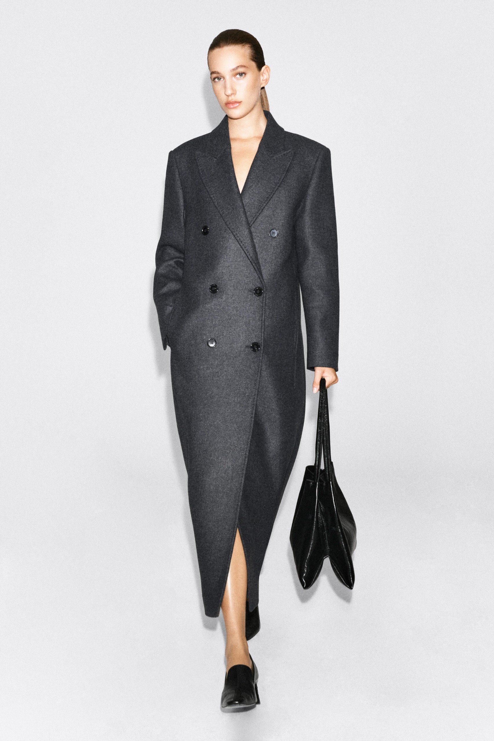 Tailored Wool-Blend Double-Breasted Coat