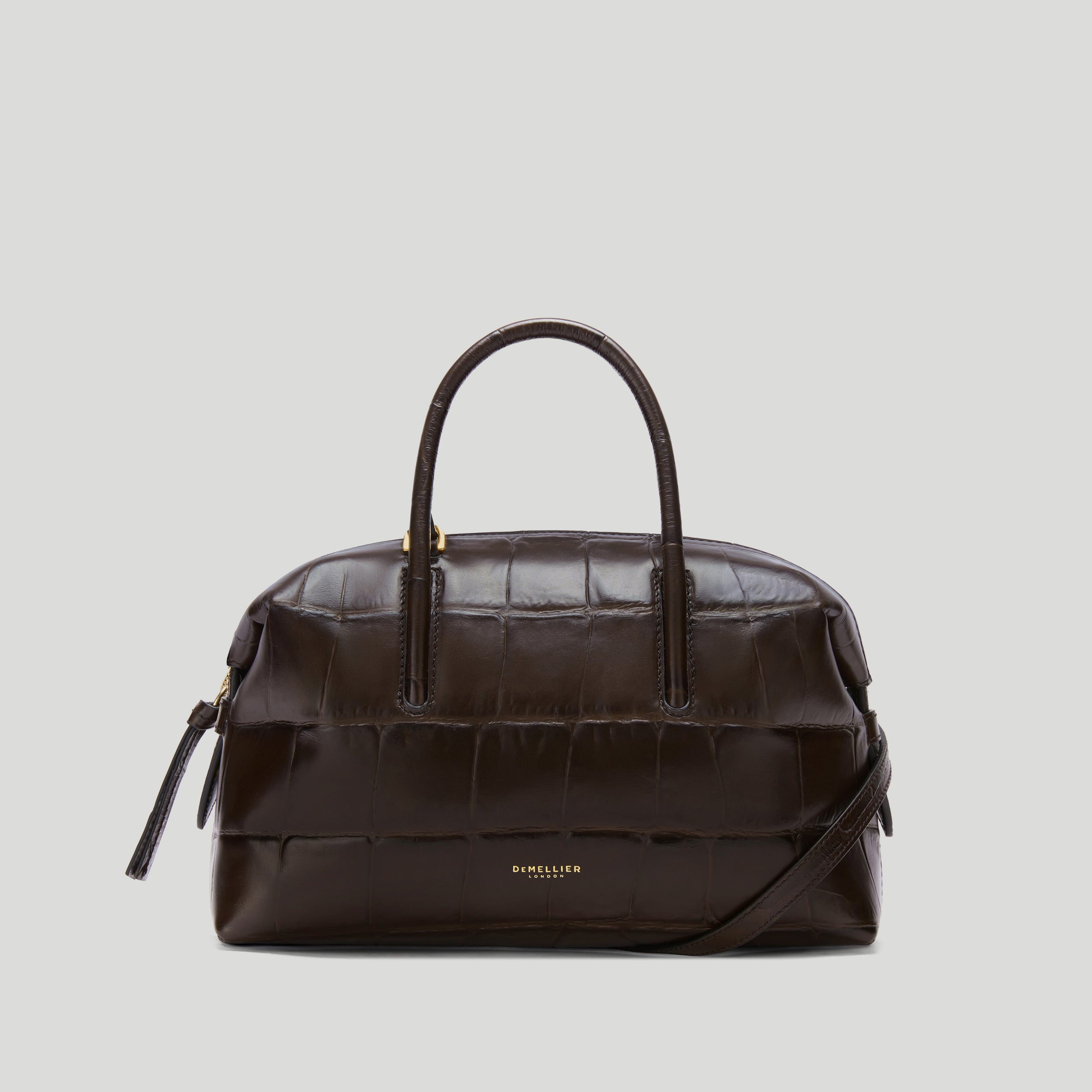 The Small Stockholm | Dark Chocolate Large Croc-Effect | Demellier