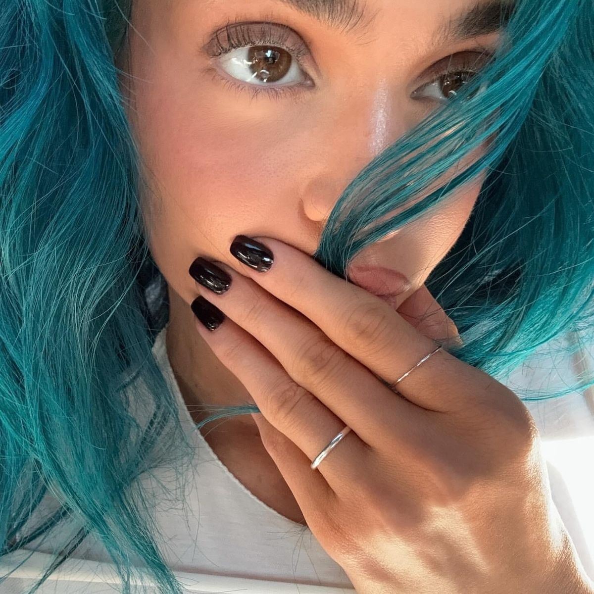 Kylie Jenner wearing OPI's Lincoln Park After Dark in 2024.