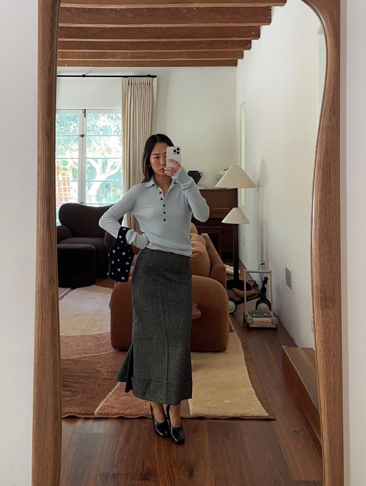 Pencil skirt and fitted knit.