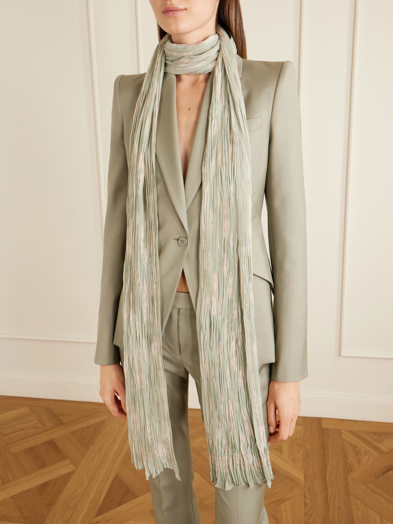 MCQUEEN, Printed Silk-Pliss&eacute; Scarf