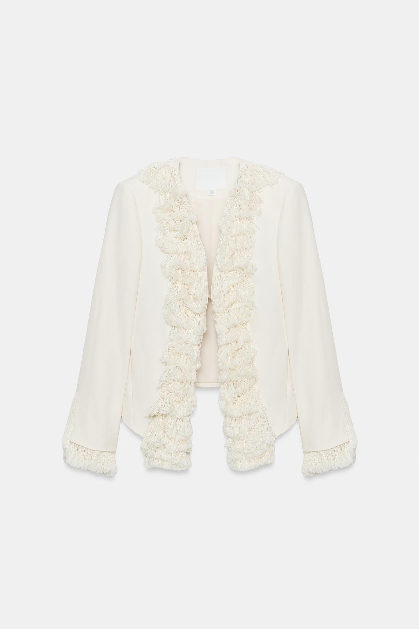 ZARA, Linen Blend Fringe Jacket ZWCollection
