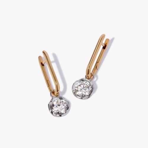 14ct Yellow Gold, 18ct White Gold, 1.50ct Diamond&nbsp; Knuckle & Whoopsie Daisy 1.50ct Diamond Earrings