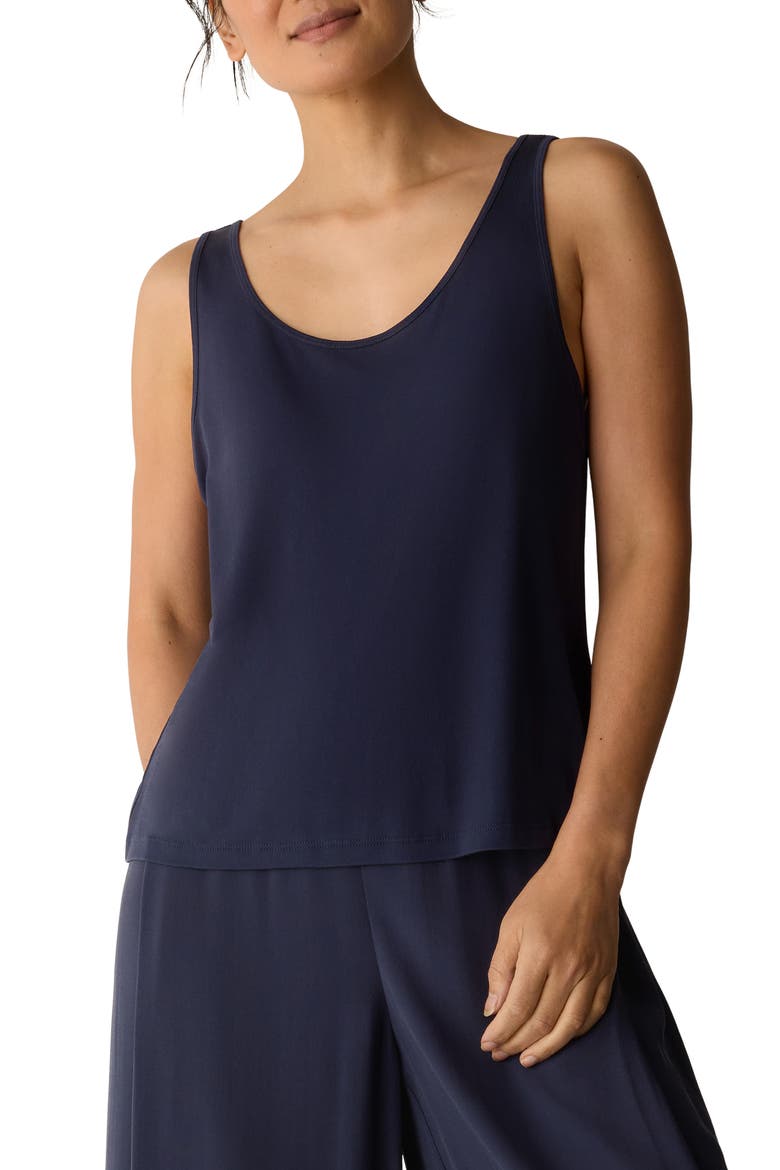 Slim Fit Scoop Neck Silk Tank