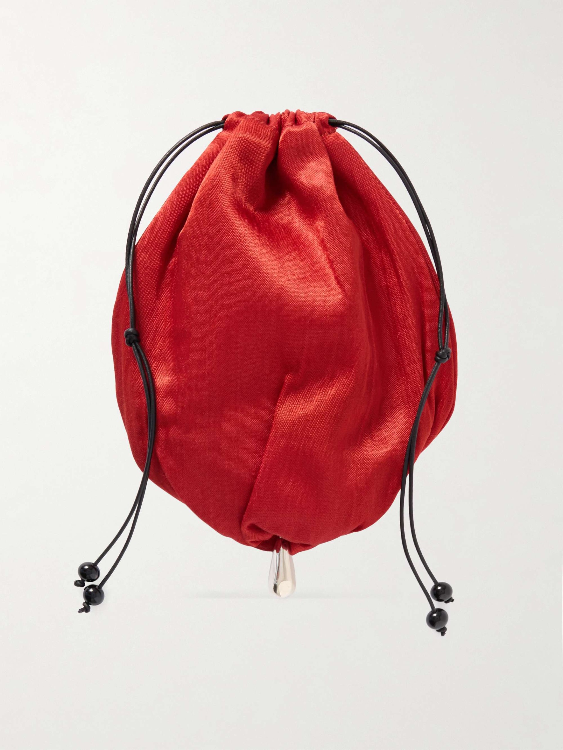 Teardrop Embellished Satin Drawstring Pouch