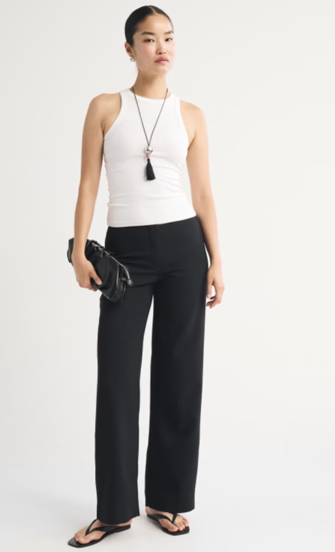 Abercombie, Clean Waist Low Rise Tailored Wide Leg Pant