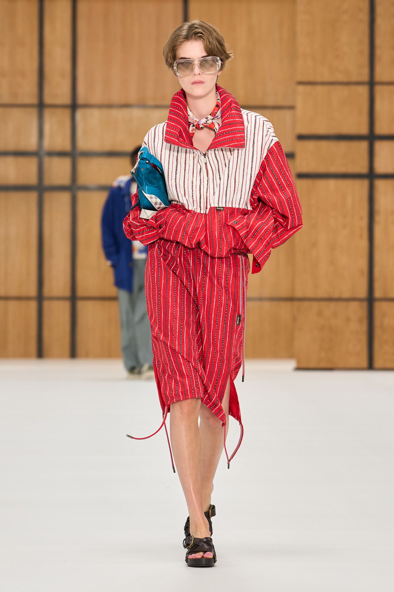 a model walks the burberry spring/summer 2027 runway.