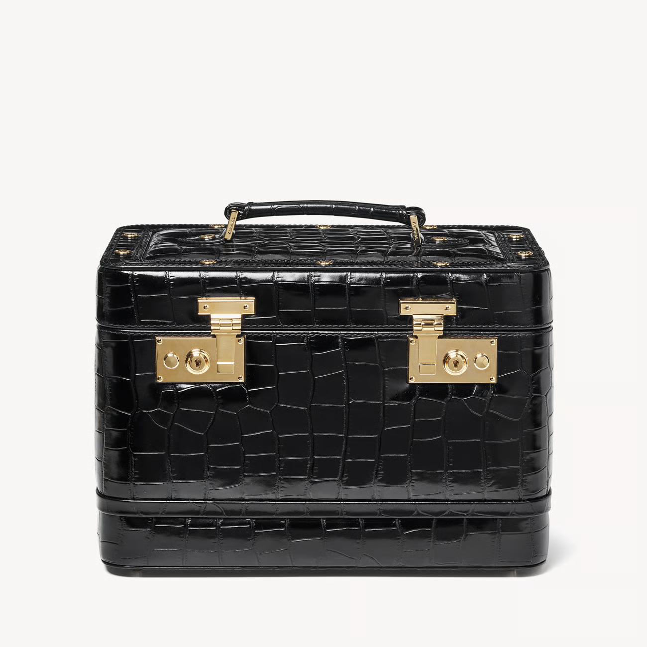 A black croc Aspinal of London vanity case.
