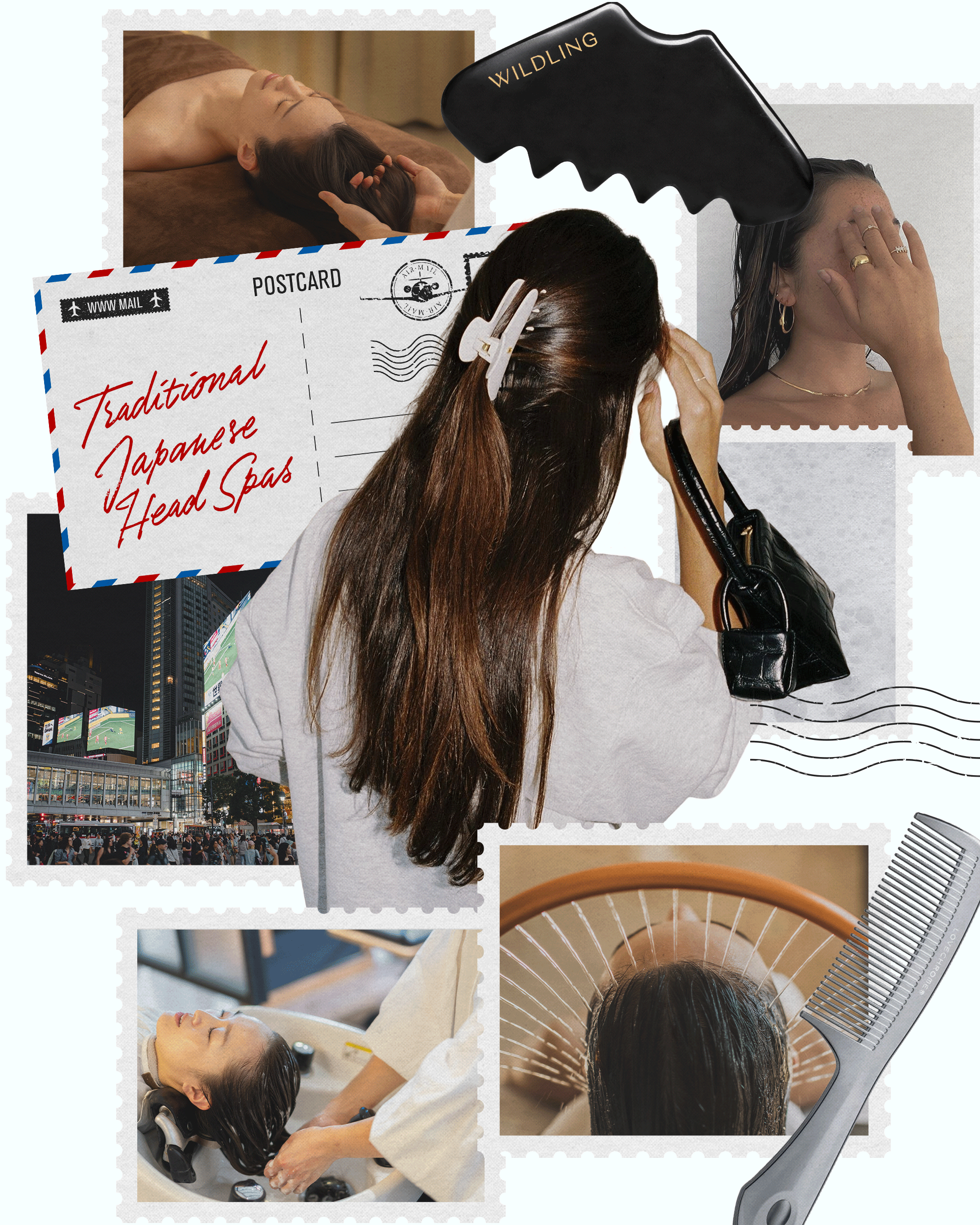 Japanese head spa collage.