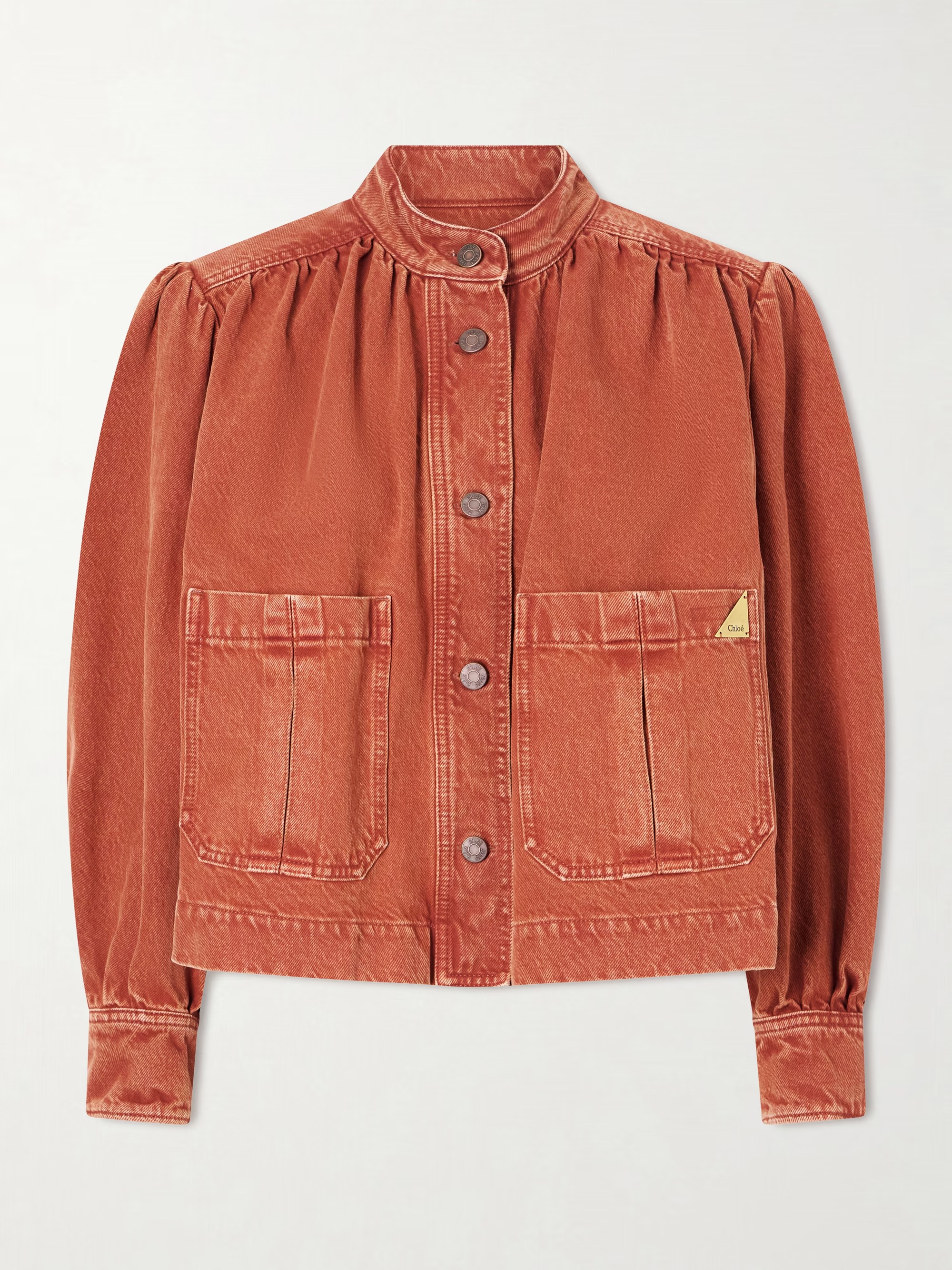 Chlo&eacute;, Logo-Appliqu&eacute;d Garment-Dyed Denim Jacket
