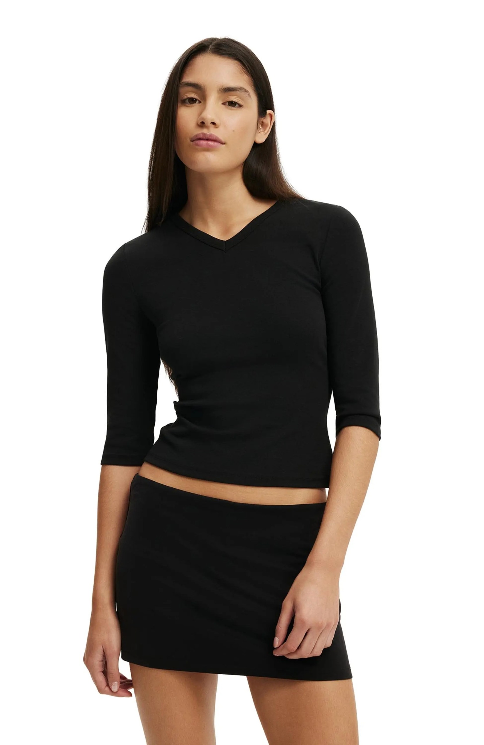 Cotton On, 90s V Neck &frac34; Sleeve