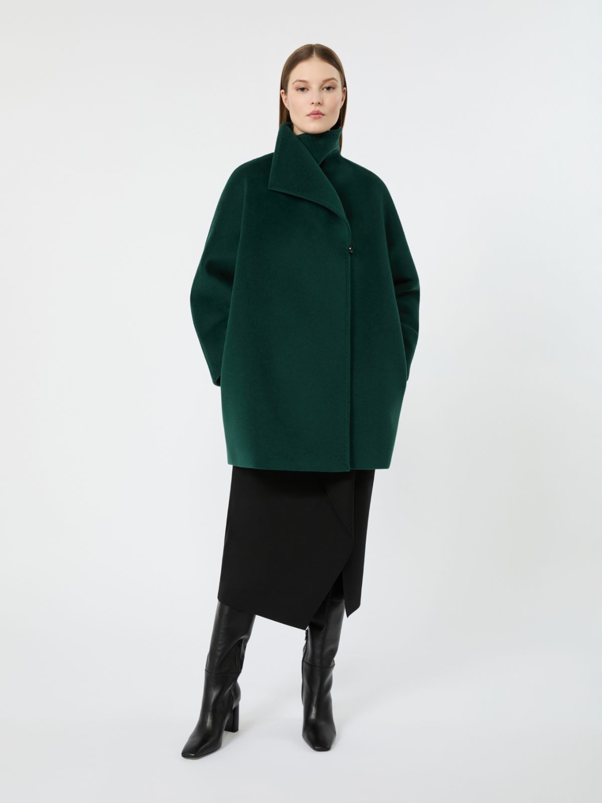 Cocoon-Fit Wool Coat - Green