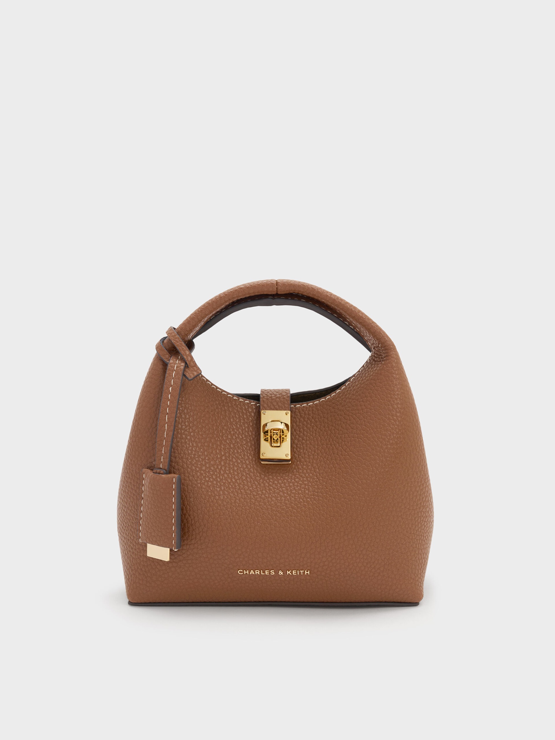 Charles & Keith, Mini Chance Turn-Lock Bucket Bag