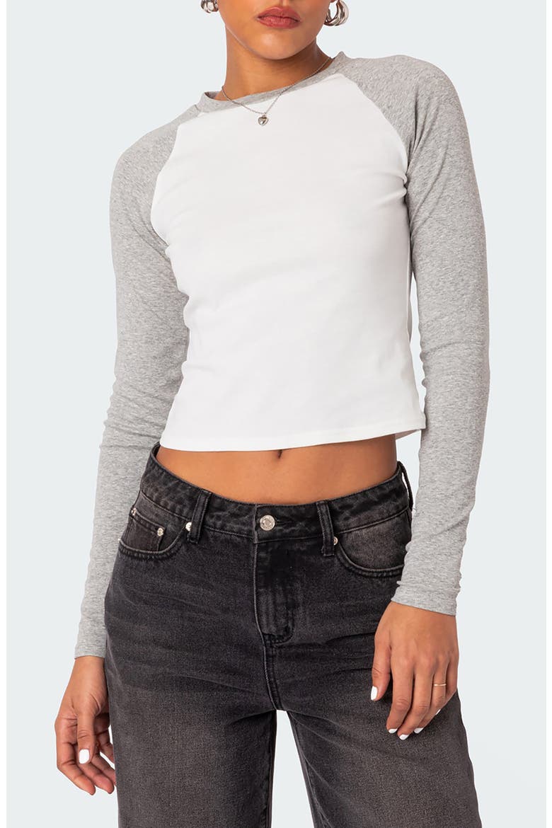 Raya Long Sleeve Crop Cotton Baseball T-Shirt