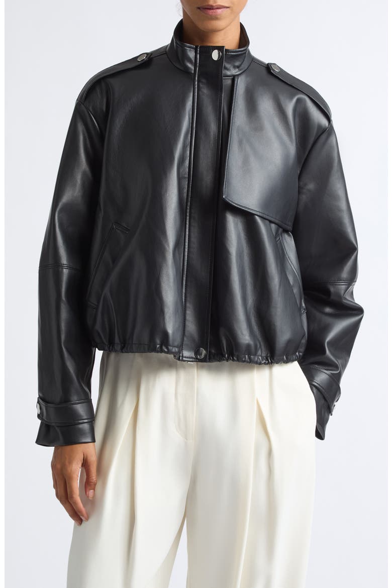 Alyssa Faux Leather Funnel Neck Bomber
