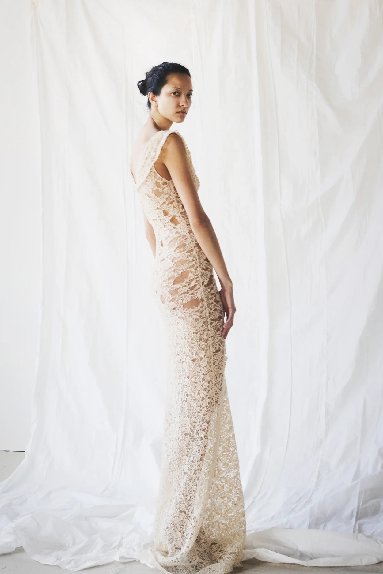 Colleen Allen, Draped Lace Dress
