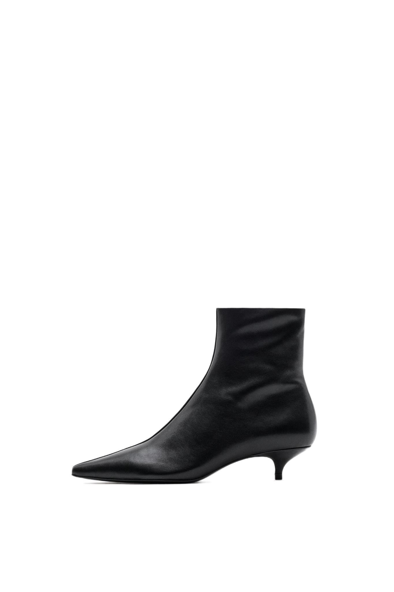 Low Heel Leather Ankle Boot