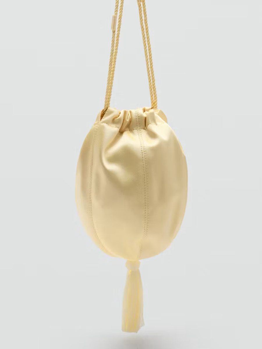 MANGO, Satin Clutch Bag With Tassels