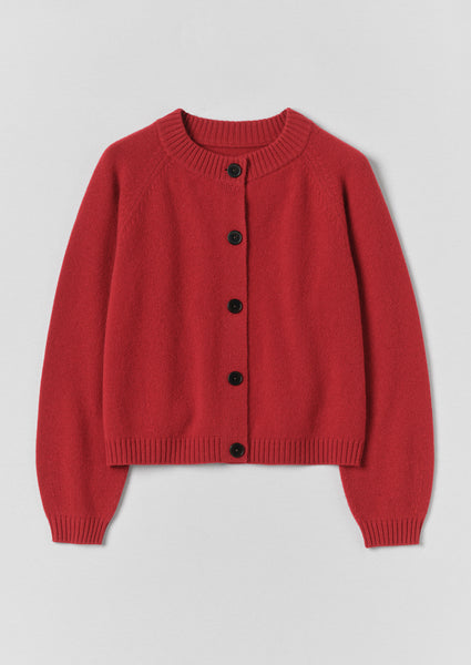 Eden Wool Cashmere Raglan Cardigan | Cardinal Red