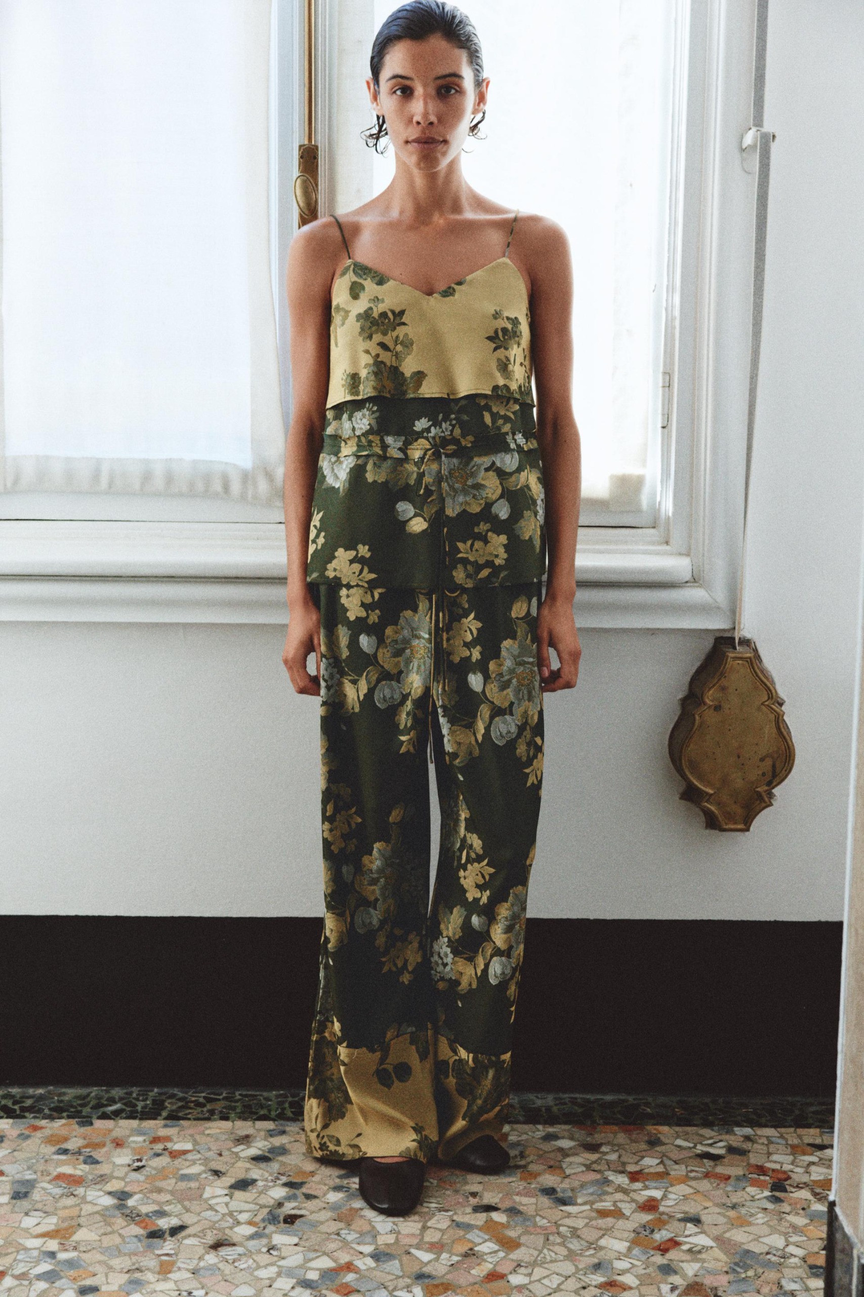 Jacquard Strappy Top - Greens - Xs
