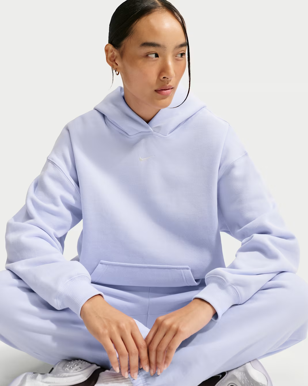 Nike, Nike Studio Fleece Medium Weight Women's Oversized Pullover Hoodie - Palest Purple/sail - Size Xxs
