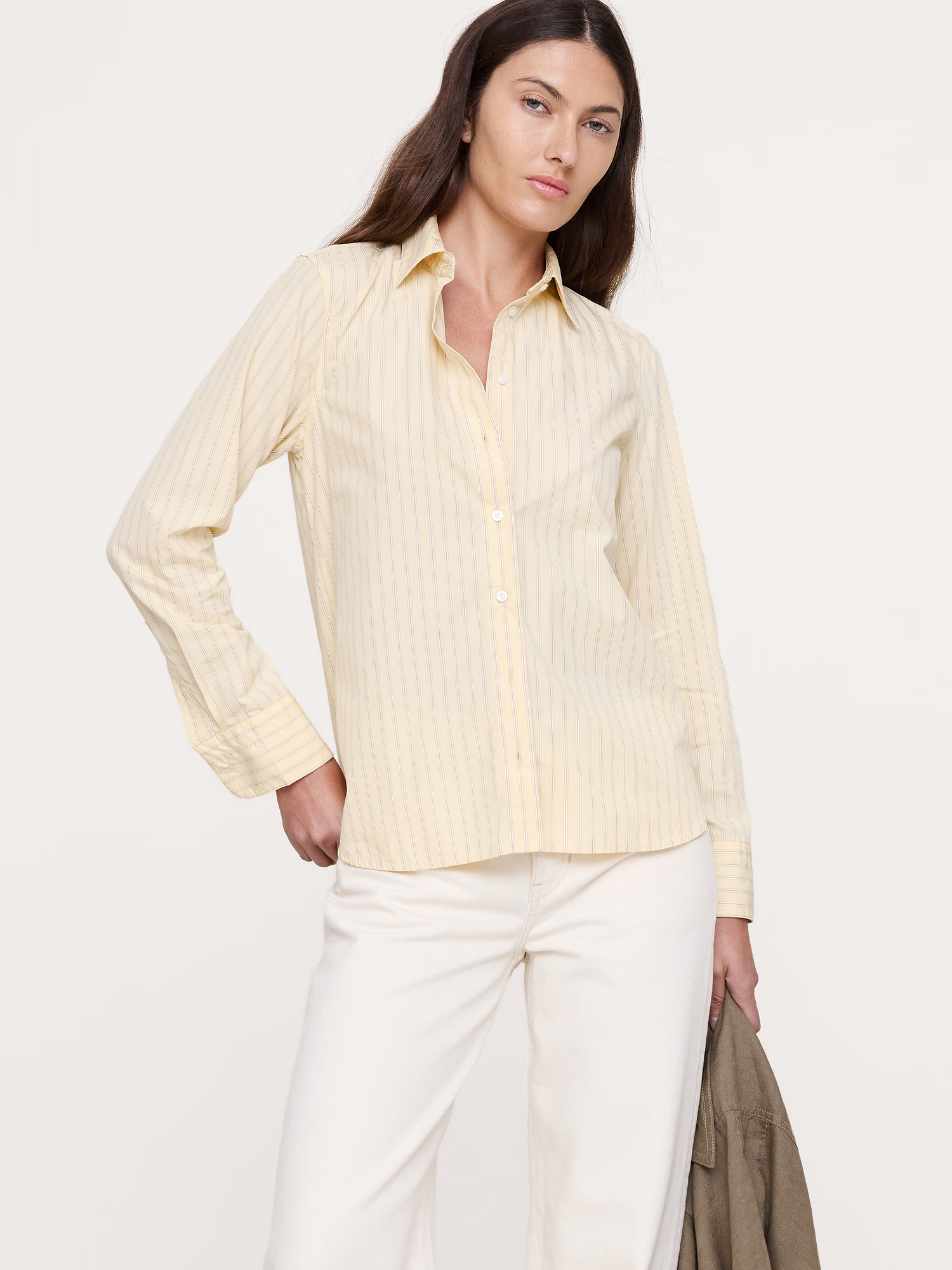 Oversized Striped Gauze Shirt With Pocket - Only One - Xs