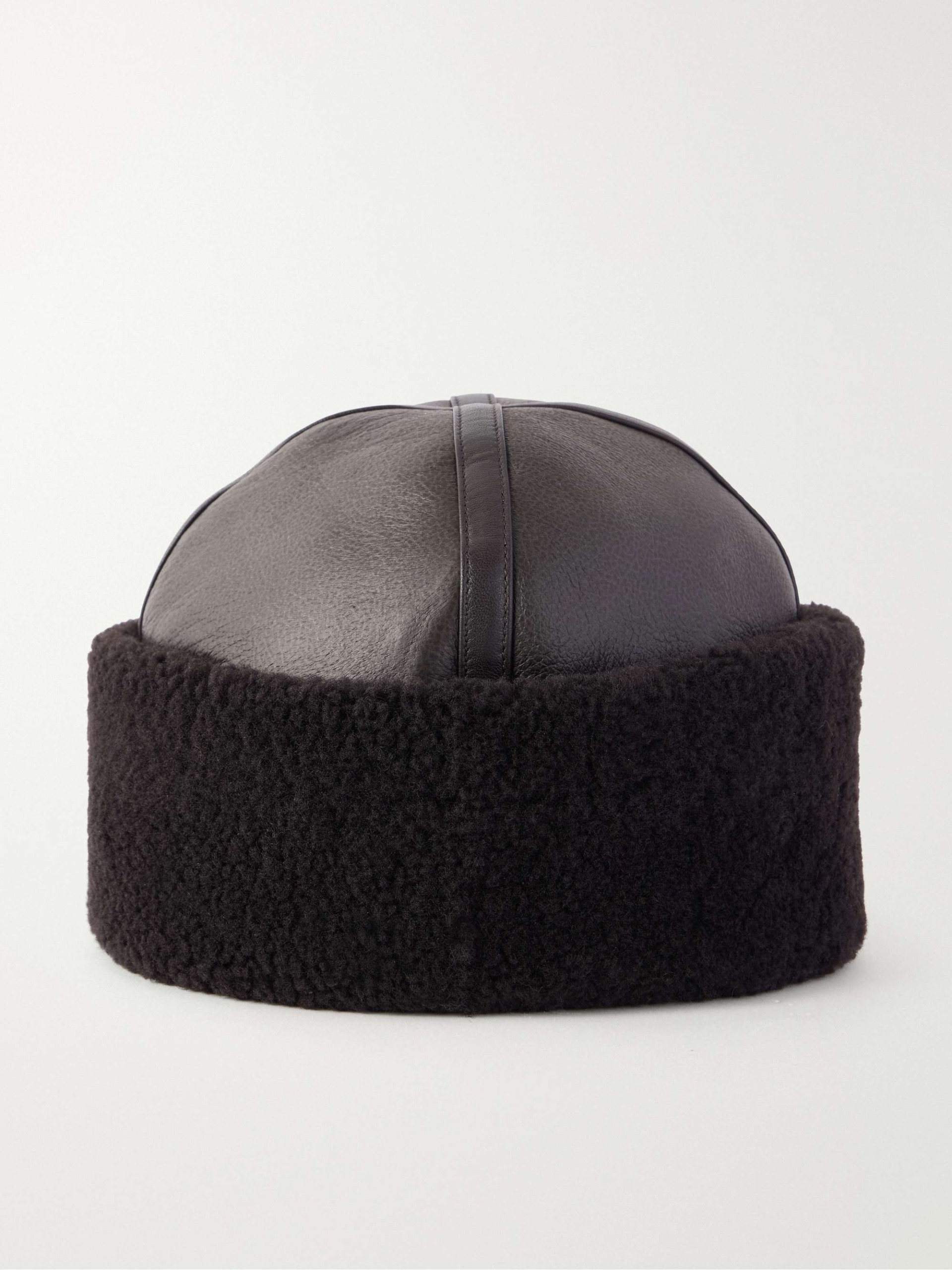 Dallen Shearling-Trimmed Leather Beanie