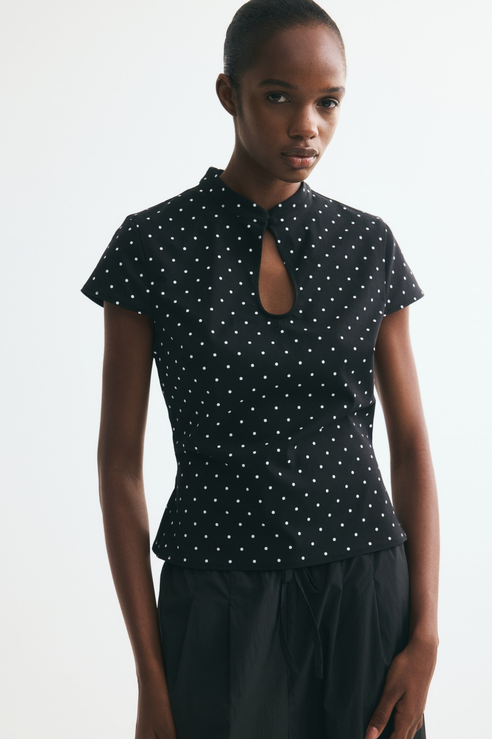 Viscose-Blend Top With Keyhole Detail