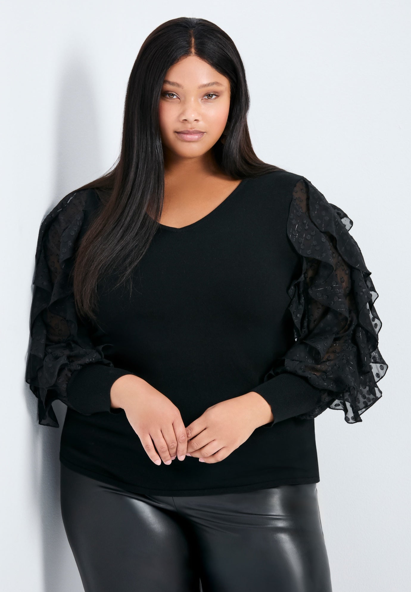 Frill Sleeve Sweater