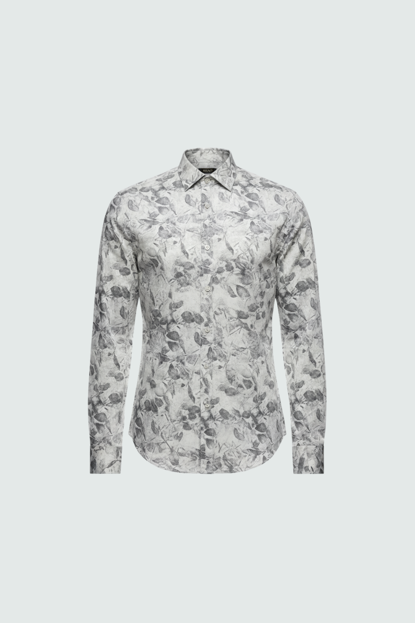 White Baroque Floral Print Shirt - Xs