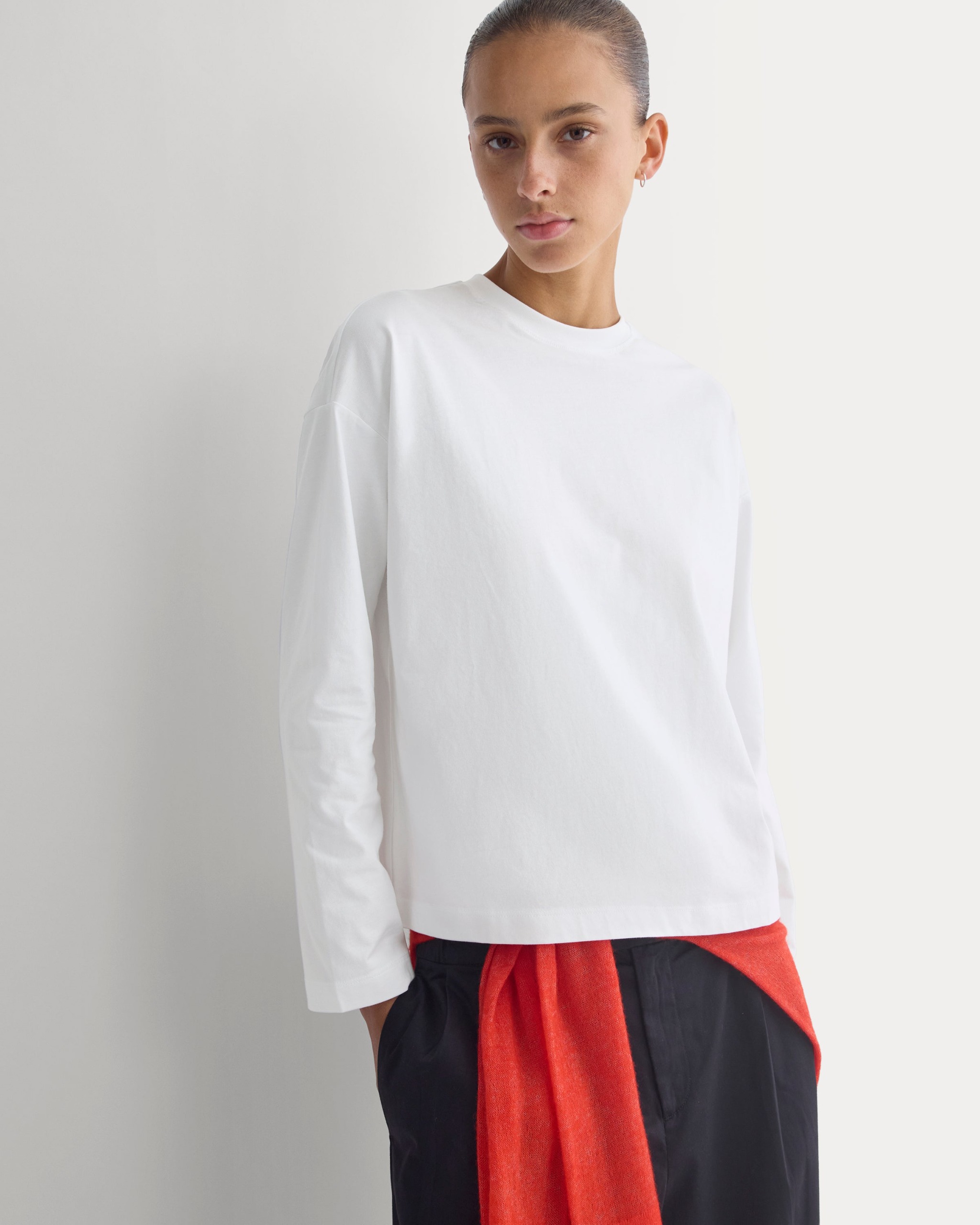 Forever Jersey Boxy Long-Sleeve Crew | White - Xxs