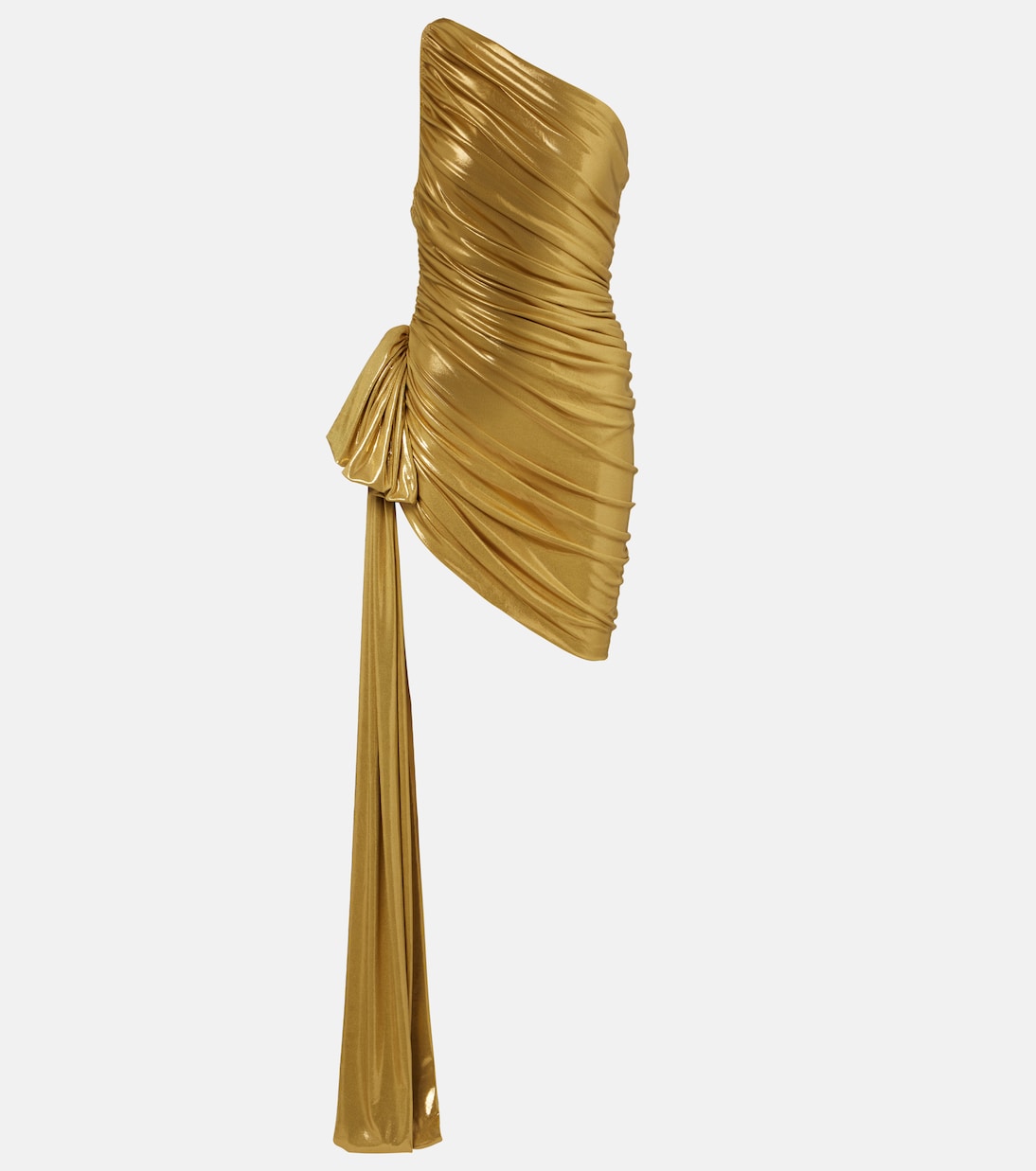 Pickleball Diana Draped Lam&eacute; Minidress in Gold - Norma Kamali