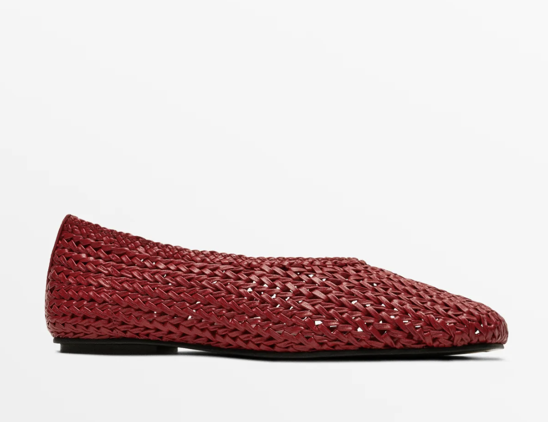 Massimo Dutti, Braided Leather Ballet Flat