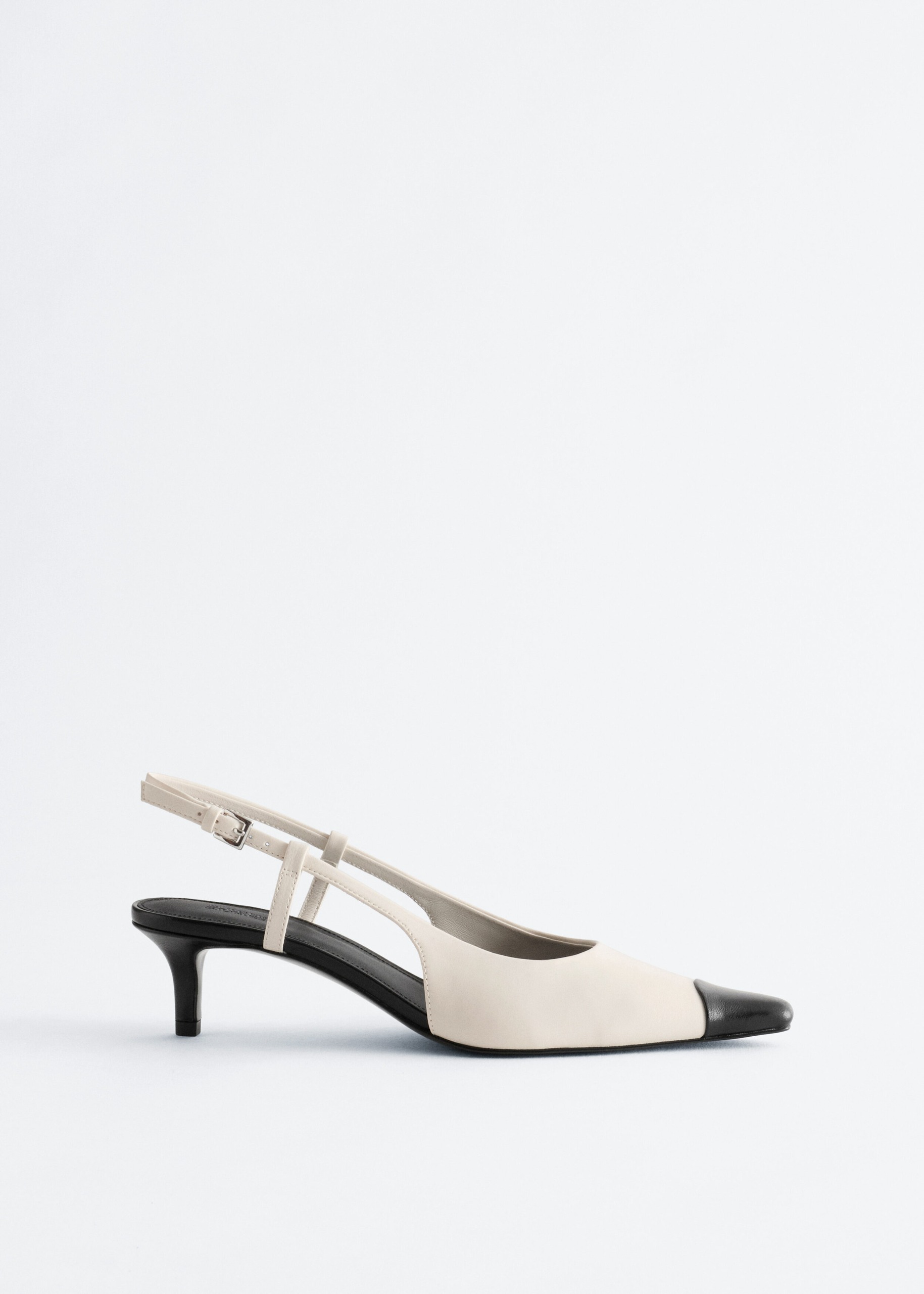 Leather Slingback Pumps - White/black