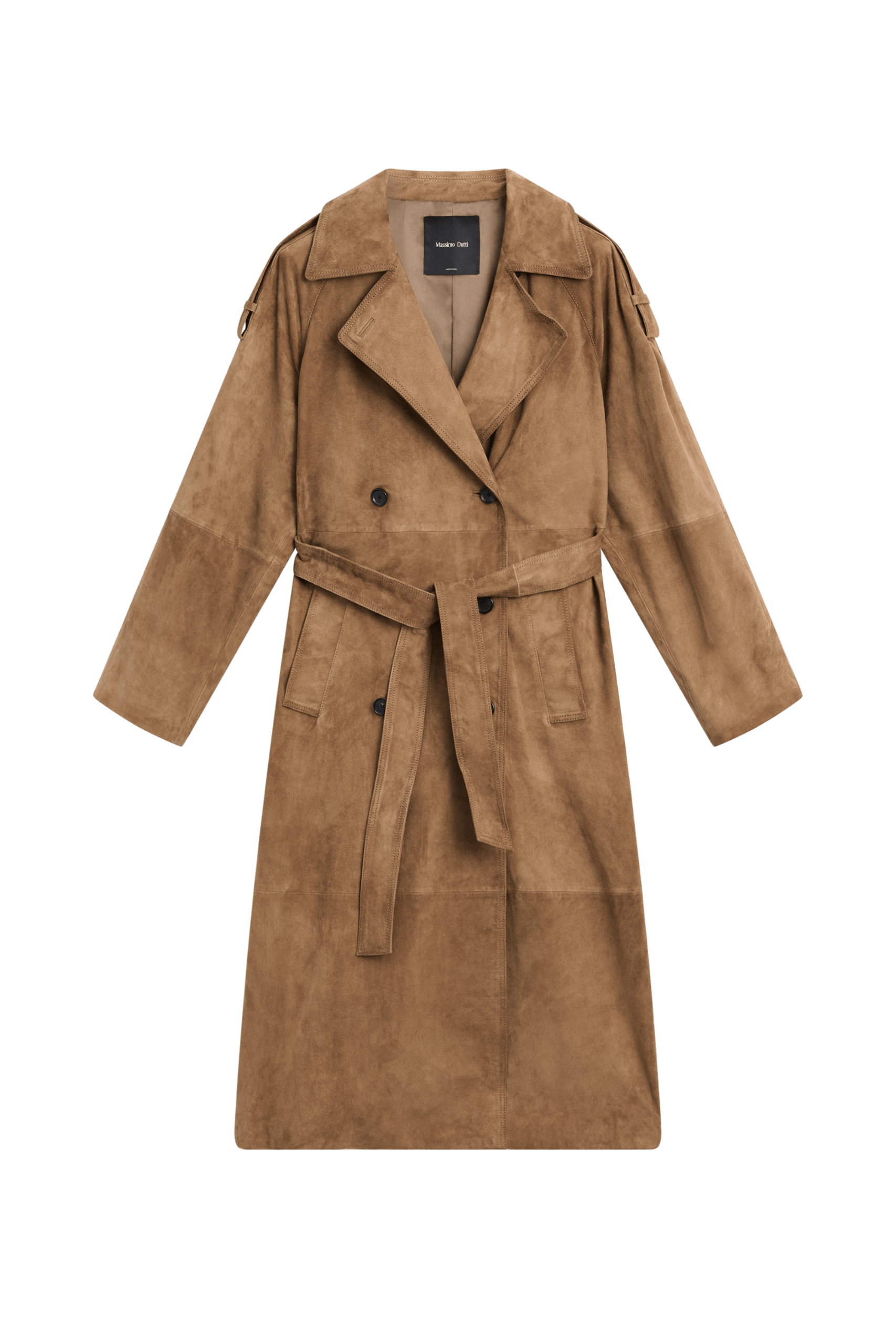 Long Suede Leather Trench Coat