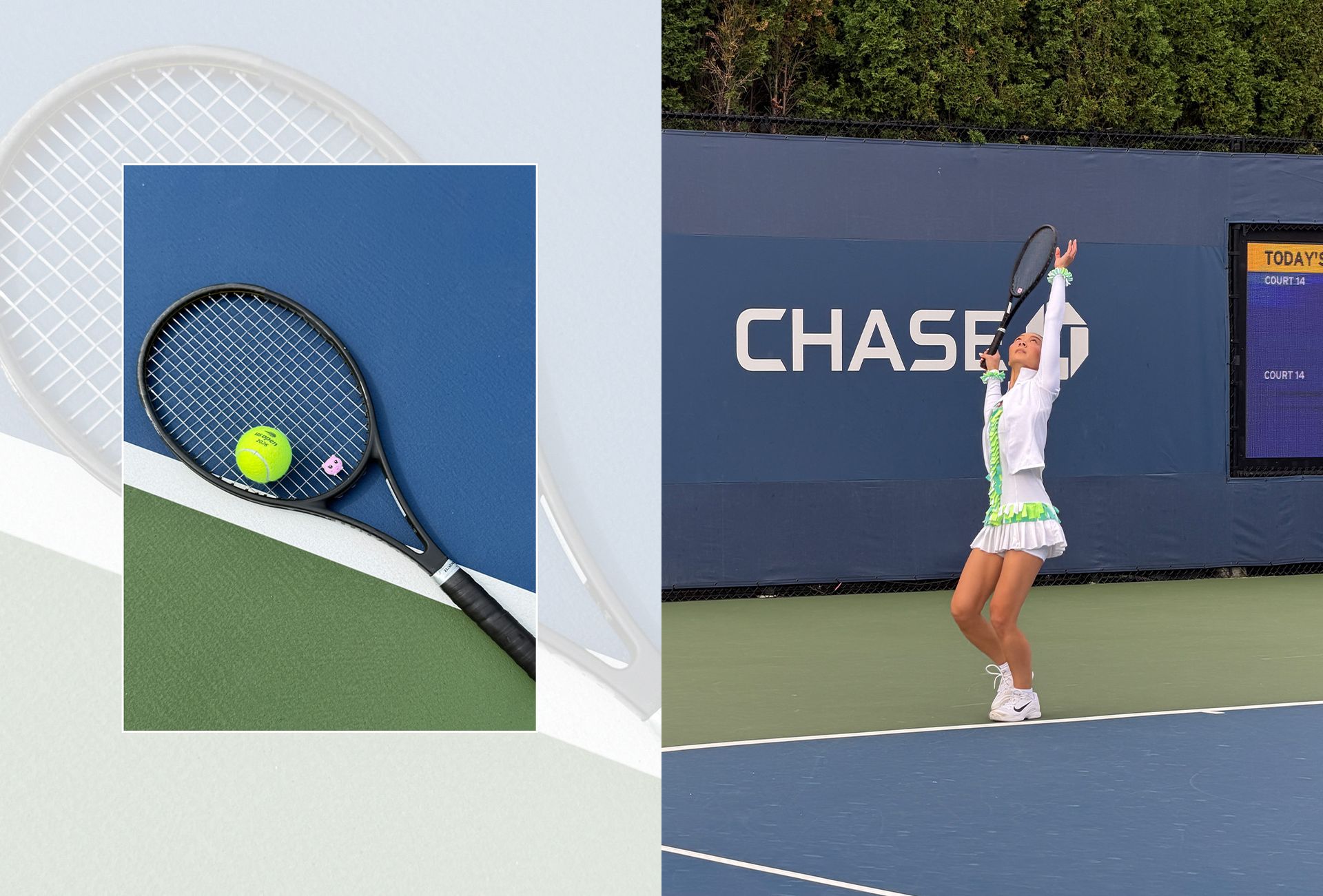Claudia Li playing tennis at the USTA Pro-Am at the US Open.
