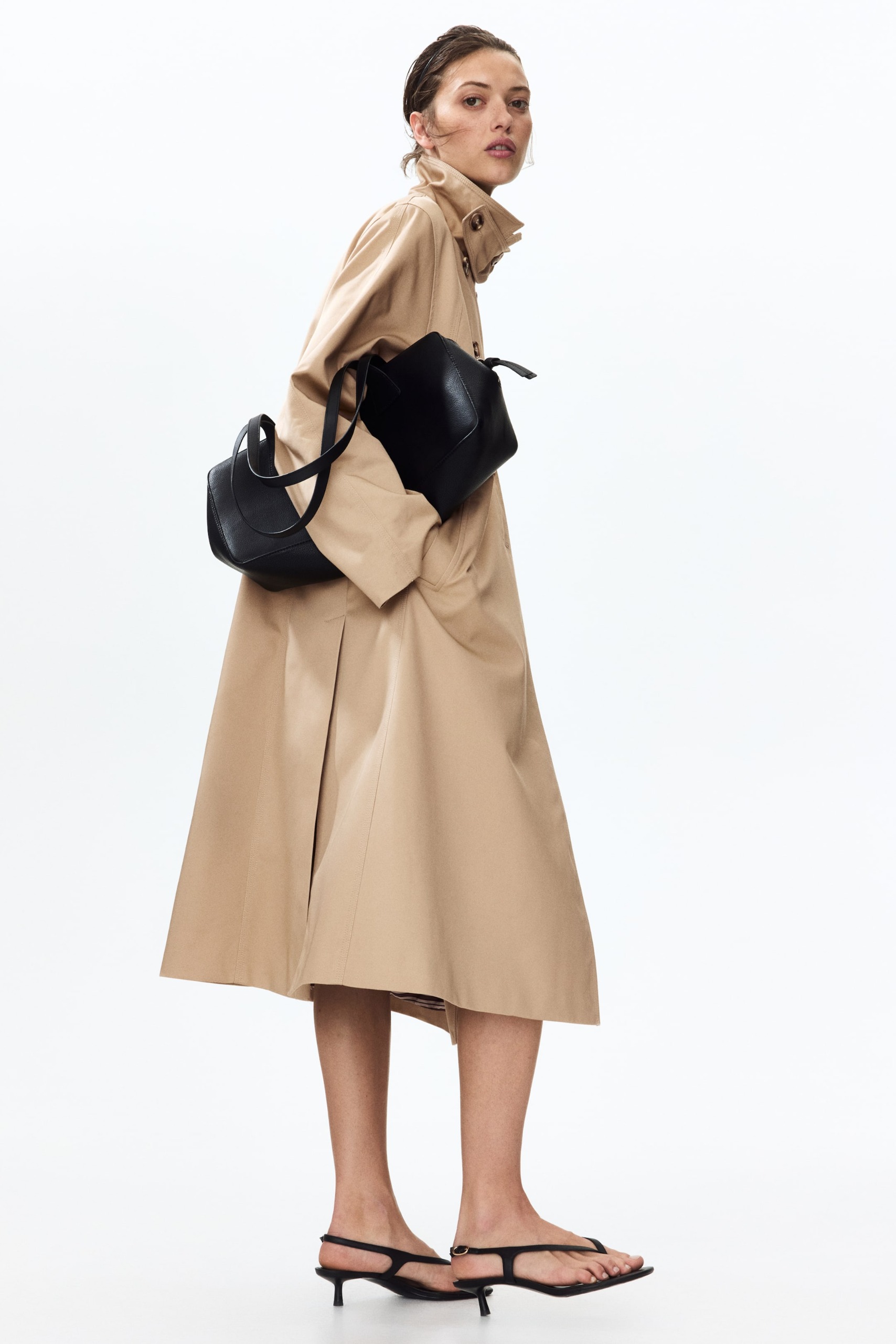 Funnel-Collar Trench Coat
